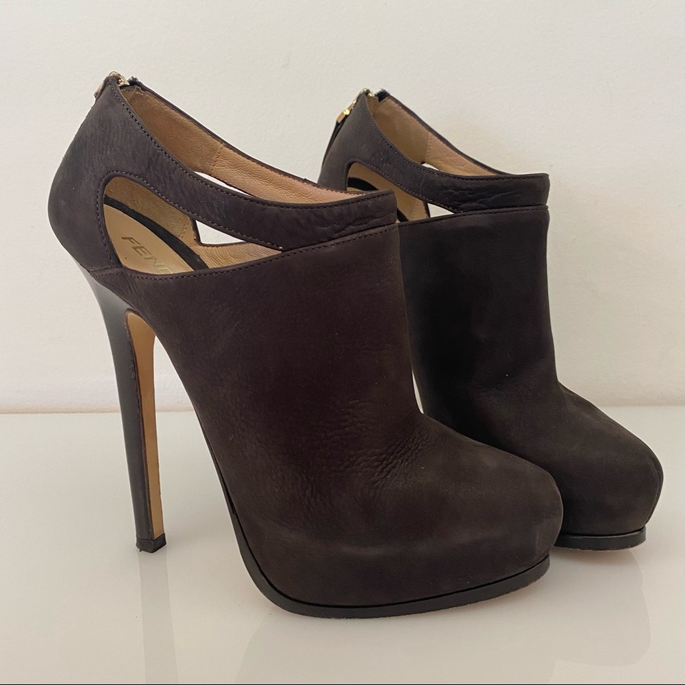 Fendi Brown Cutout Booties